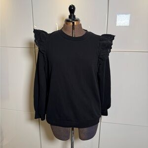 Who What Wear Black Ruffle Sleeve Sweatshirt